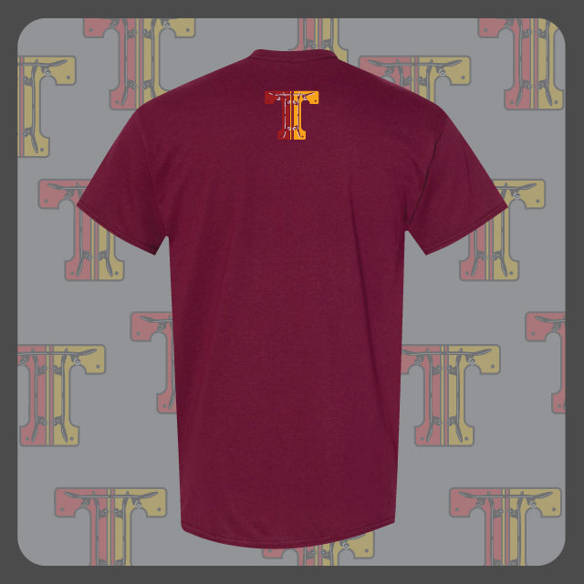 Triple - Mens Maroon Fire Pirate Tee