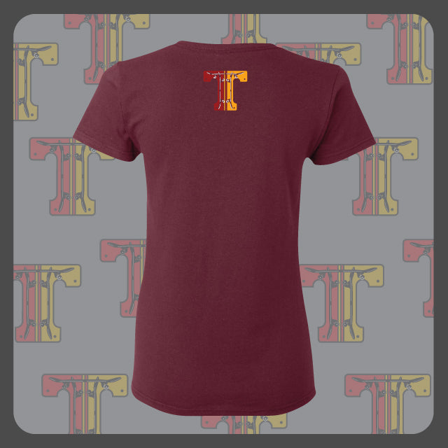 Triple - Womens Maroon Fire Pirate Tee