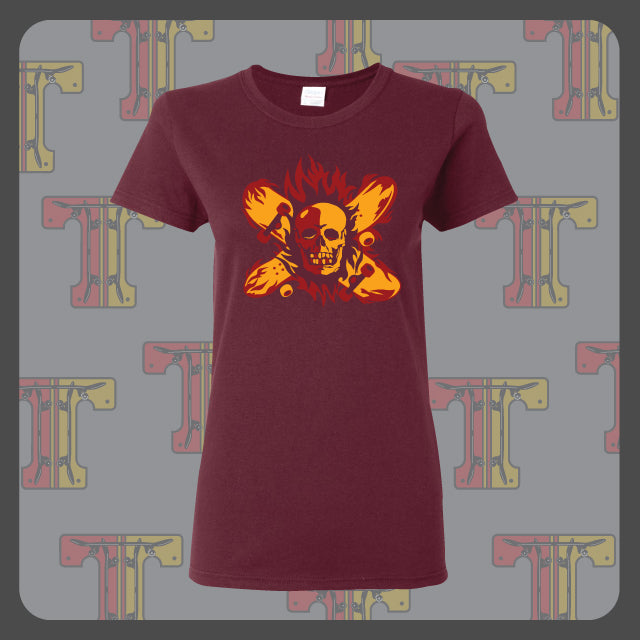 Triple - Womens Maroon Fire Pirate Tee
